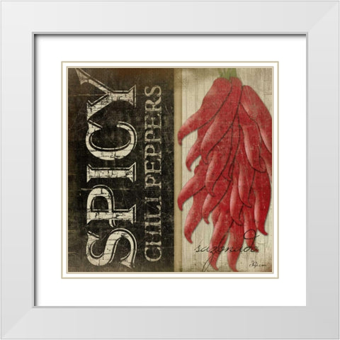 Spicy Chili Peppers White Modern Wood Framed Art Print with Double Matting by Pugh, Jennifer