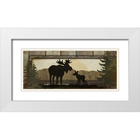Moose White Modern Wood Framed Art Print with Double Matting by Pugh, Jennifer