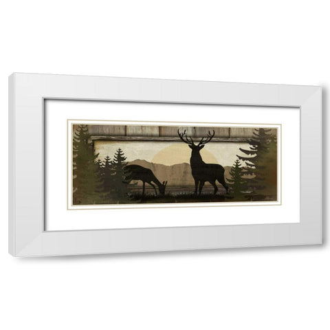 Deer White Modern Wood Framed Art Print with Double Matting by Pugh, Jennifer