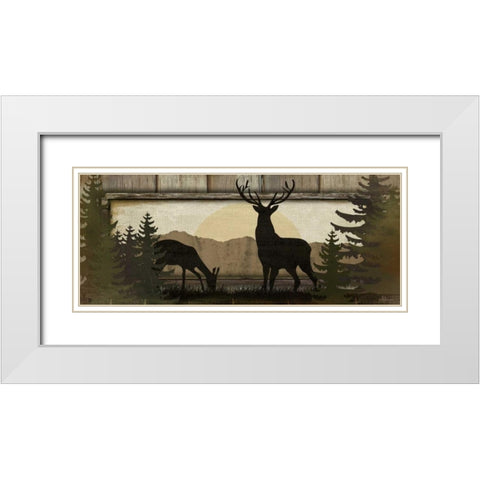 Deer White Modern Wood Framed Art Print with Double Matting by Pugh, Jennifer