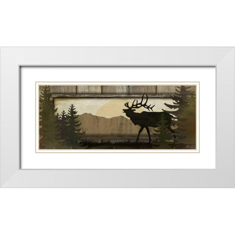 Elk White Modern Wood Framed Art Print with Double Matting by Pugh, Jennifer