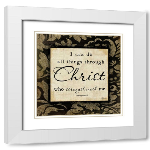 Through Christ White Modern Wood Framed Art Print with Double Matting by Pugh, Jennifer