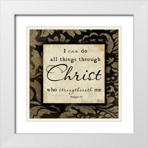 Through Christ White Modern Wood Framed Art Print with Double Matting by Pugh, Jennifer