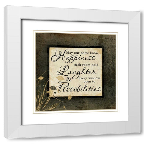 Know Happiness White Modern Wood Framed Art Print with Double Matting by Pugh, Jennifer