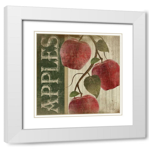 Red Apples White Modern Wood Framed Art Print with Double Matting by Pugh, Jennifer