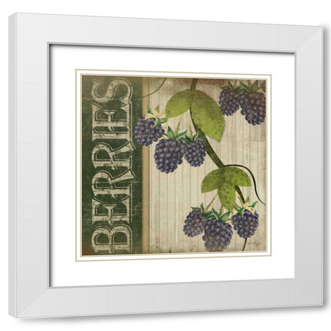 Berries White Modern Wood Framed Art Print with Double Matting by Pugh, Jennifer