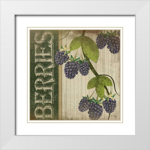 Berries White Modern Wood Framed Art Print with Double Matting by Pugh, Jennifer