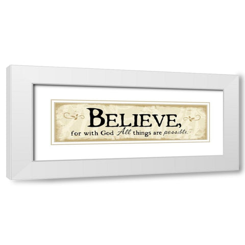 Believe White Modern Wood Framed Art Print with Double Matting by Pugh, Jennifer