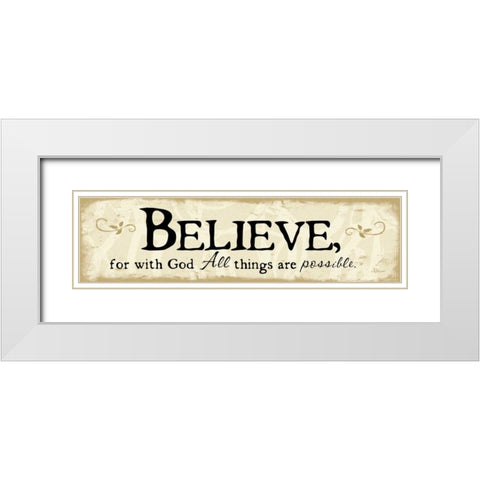 Believe White Modern Wood Framed Art Print with Double Matting by Pugh, Jennifer