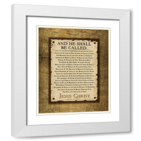 Names of Christ White Modern Wood Framed Art Print with Double Matting by Pugh, Jennifer