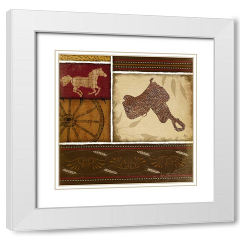 Western Saddle - Red White Modern Wood Framed Art Print with Double Matting by Pugh, Jennifer