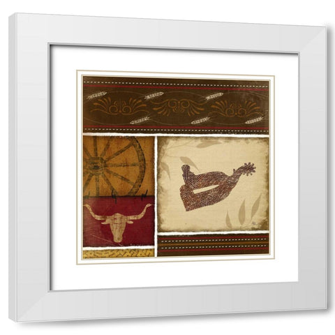 Western Spur - Red White Modern Wood Framed Art Print with Double Matting by Pugh, Jennifer