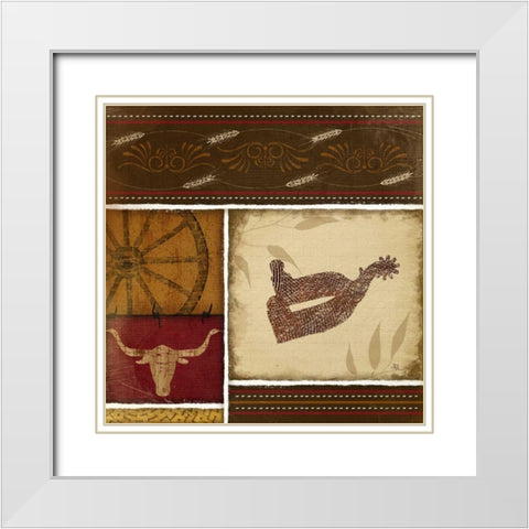 Western Spur - Red White Modern Wood Framed Art Print with Double Matting by Pugh, Jennifer