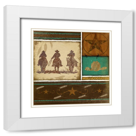 Western Cowboys White Modern Wood Framed Art Print with Double Matting by Pugh, Jennifer