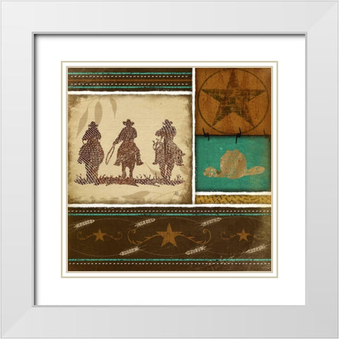 Western Cowboys White Modern Wood Framed Art Print with Double Matting by Pugh, Jennifer