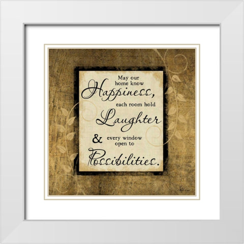 Happiness-Laughter-Possibilities White Modern Wood Framed Art Print with Double Matting by Pugh, Jennifer