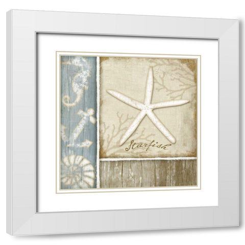 Starfish White Modern Wood Framed Art Print with Double Matting by Pugh, Jennifer