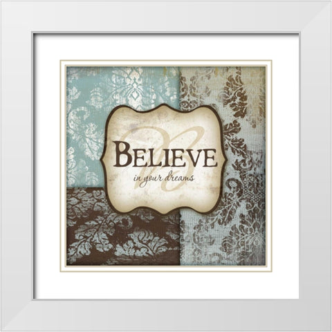 Believe White Modern Wood Framed Art Print with Double Matting by Pugh, Jennifer