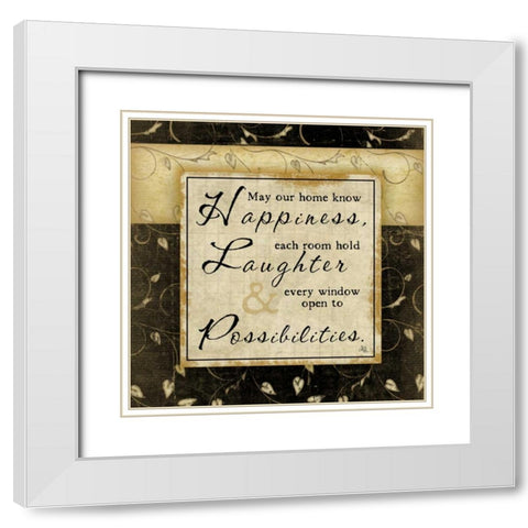 Happiness White Modern Wood Framed Art Print with Double Matting by Pugh, Jennifer