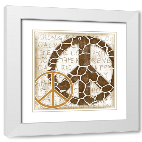 Peace Giraffe White Modern Wood Framed Art Print with Double Matting by Pugh, Jennifer