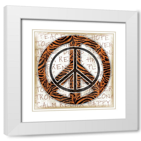 Peace Tiger White Modern Wood Framed Art Print with Double Matting by Pugh, Jennifer