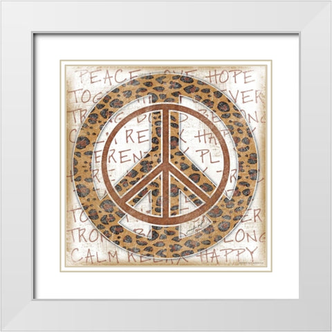 Peace Leopard White Modern Wood Framed Art Print with Double Matting by Pugh, Jennifer