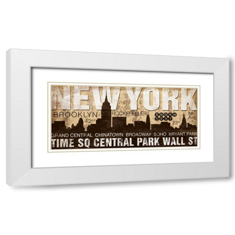 New York White Modern Wood Framed Art Print with Double Matting by Pugh, Jennifer