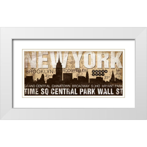 New York White Modern Wood Framed Art Print with Double Matting by Pugh, Jennifer