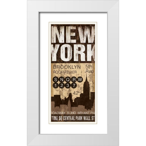 New York White Modern Wood Framed Art Print with Double Matting by Pugh, Jennifer