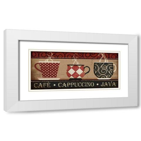 Cappuccino Cafe White Modern Wood Framed Art Print with Double Matting by Pugh, Jennifer