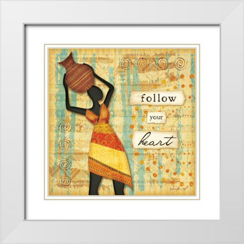 Follow Your Heart White Modern Wood Framed Art Print with Double Matting by Pugh, Jennifer