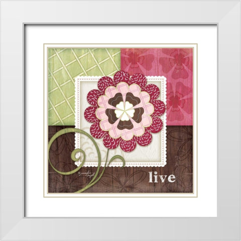 Flower - Live White Modern Wood Framed Art Print with Double Matting by Pugh, Jennifer