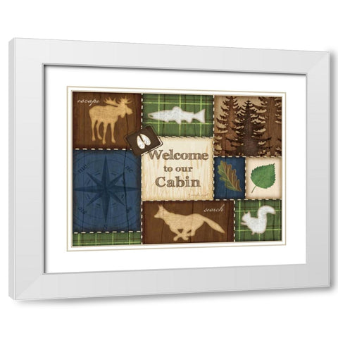 Welcome to Our Cabin White Modern Wood Framed Art Print with Double Matting by Pugh, Jennifer