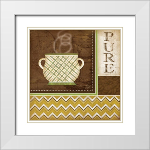 Pure Organic Coffee White Modern Wood Framed Art Print with Double Matting by Pugh, Jennifer