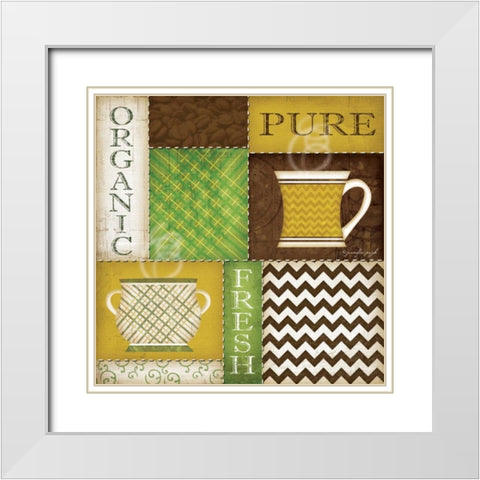 Organic Coffees I White Modern Wood Framed Art Print with Double Matting by Pugh, Jennifer