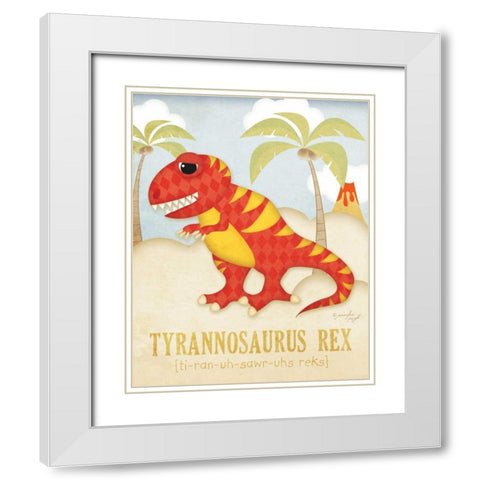 Tyrannosaurus Rex White Modern Wood Framed Art Print with Double Matting by Pugh, Jennifer