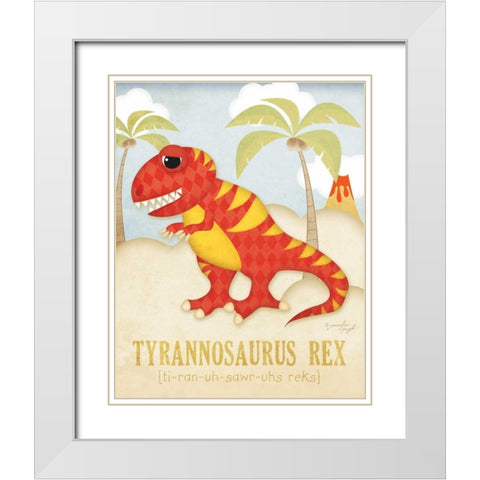 Tyrannosaurus Rex White Modern Wood Framed Art Print with Double Matting by Pugh, Jennifer