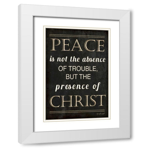 Peace White Modern Wood Framed Art Print with Double Matting by Pugh, Jennifer