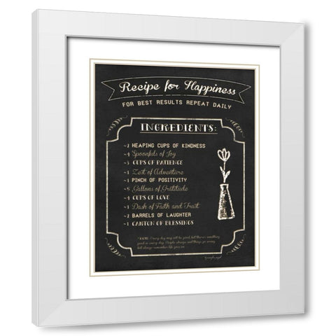 Recipe for Happiness White Modern Wood Framed Art Print with Double Matting by Pugh, Jennifer
