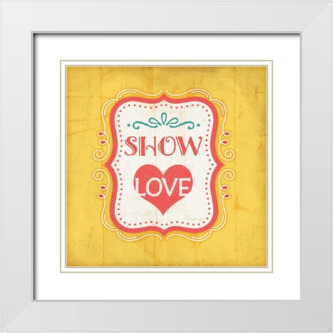 Show Love White Modern Wood Framed Art Print with Double Matting by Pugh, Jennifer