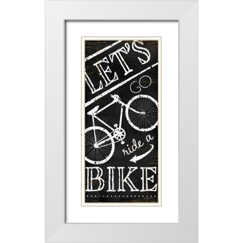 Lets Go Ride a Bike White Modern Wood Framed Art Print with Double Matting by Pugh, Jennifer