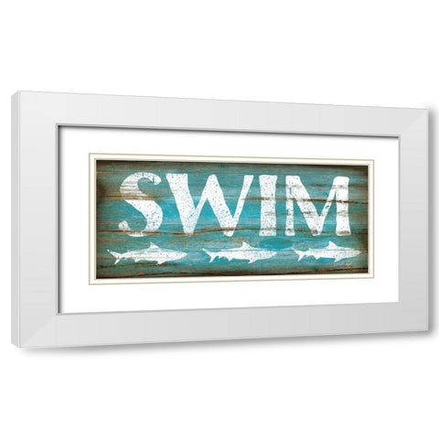 Swim White Modern Wood Framed Art Print with Double Matting by Pugh, Jennifer