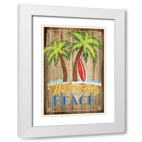 Welcome to the Beach White Modern Wood Framed Art Print with Double Matting by Pugh, Jennifer