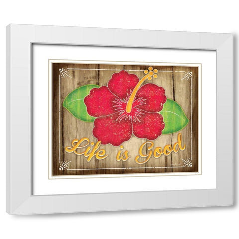 Hibiscus White Modern Wood Framed Art Print with Double Matting by Pugh, Jennifer