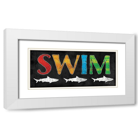 Swim White Modern Wood Framed Art Print with Double Matting by Pugh, Jennifer