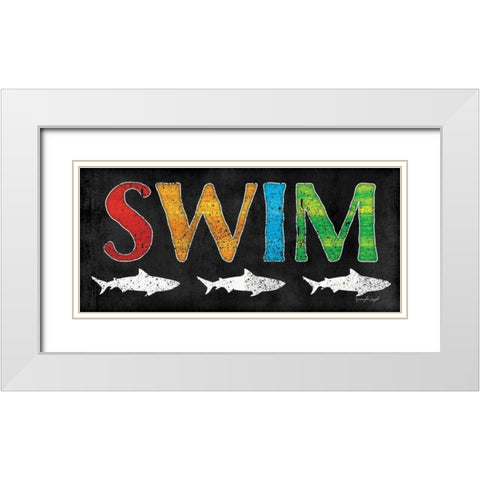 Swim White Modern Wood Framed Art Print with Double Matting by Pugh, Jennifer
