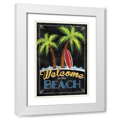 Welcome to the Beach White Modern Wood Framed Art Print with Double Matting by Pugh, Jennifer