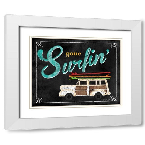Gone Surfin White Modern Wood Framed Art Print with Double Matting by Pugh, Jennifer