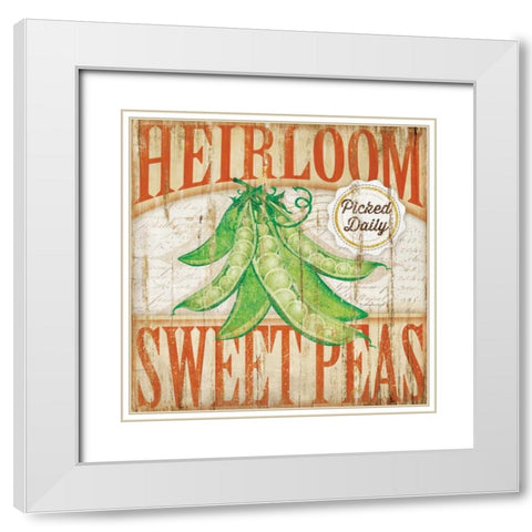 Sweet Peas White Modern Wood Framed Art Print with Double Matting by Pugh, Jennifer