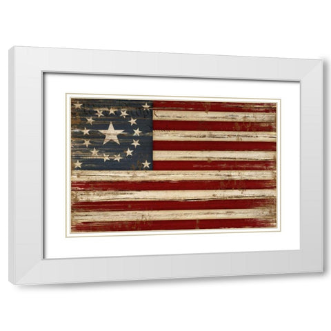 American Flag White Modern Wood Framed Art Print with Double Matting by Pugh, Jennifer